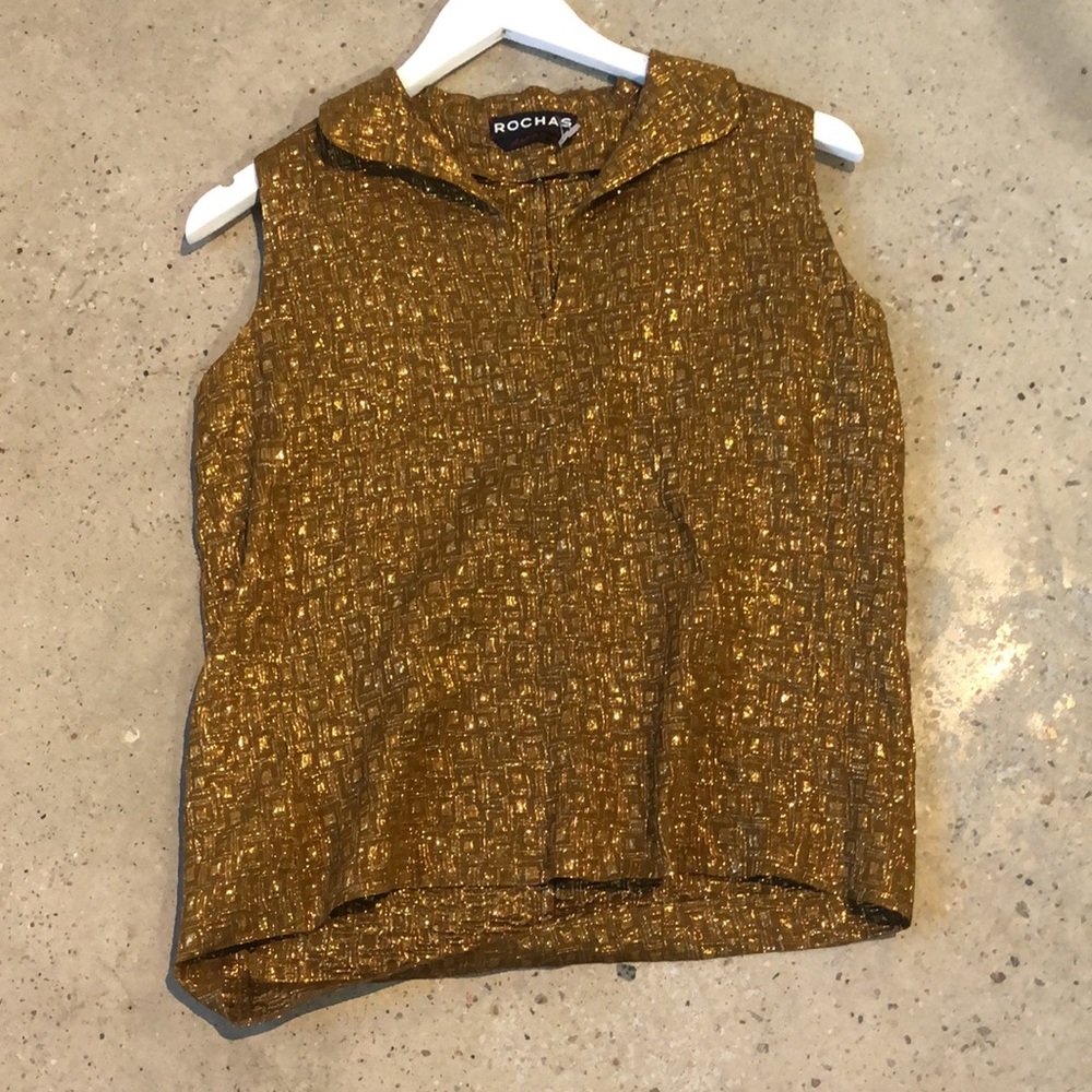 Rochas FW/12 Metallic Gold Geometric-Jacquard Sleeveless Blouse